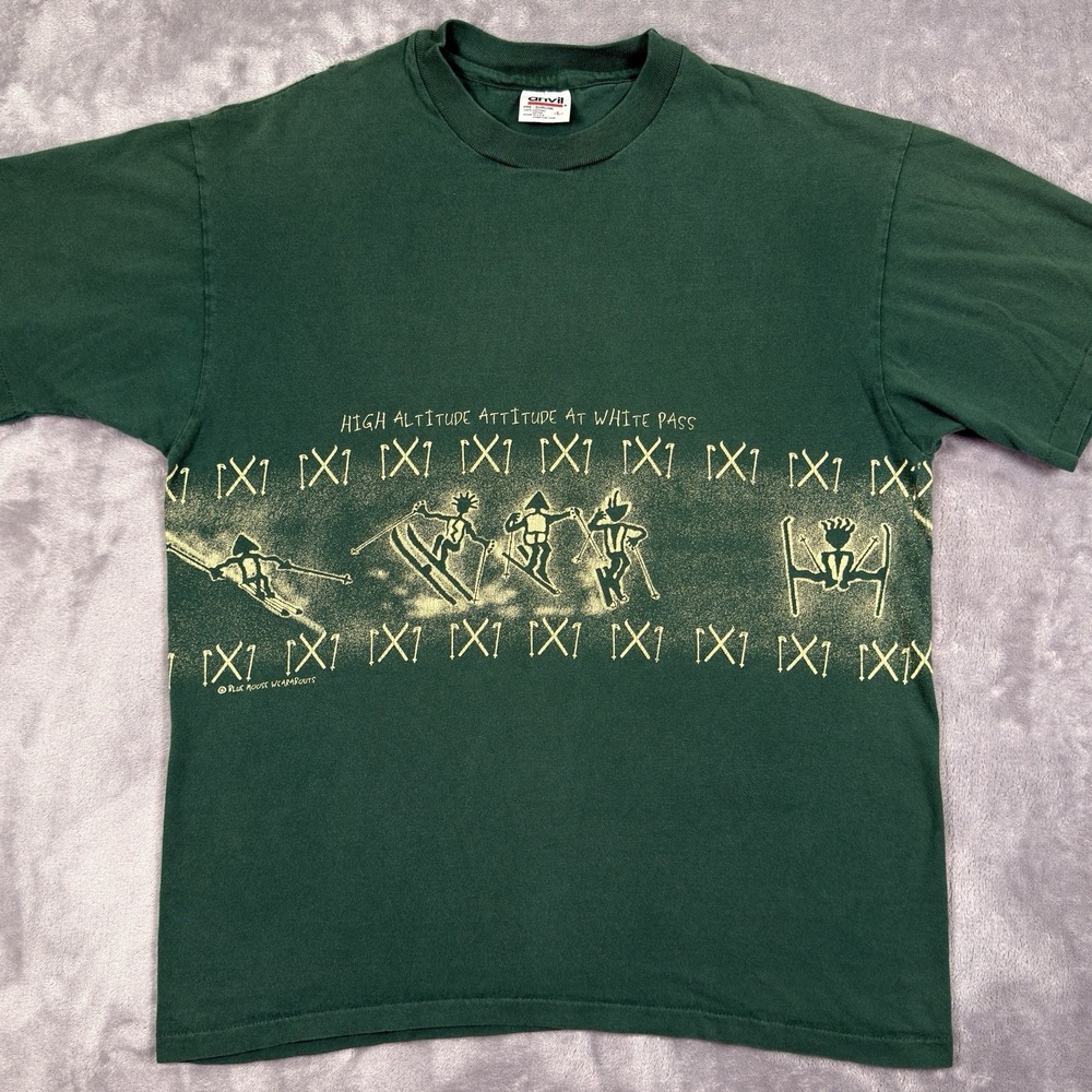 Vintage Anvil Aztec Tribal TShirt L Retroglyph Aboriginals Blue Moose Wearabouts